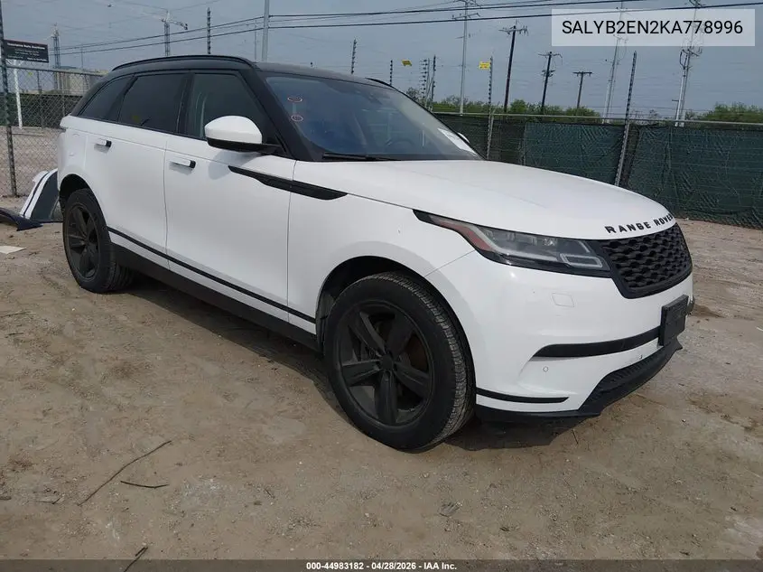 2019 Land Rover Range Rover Velar D180 S VIN: SALYB2EN2KA778996 Lot: 44983182