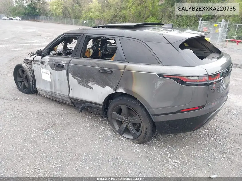 2019 Land Rover Range Rover Velar P250 S VIN: SALYB2EXXKA220735 Lot: 45051492
