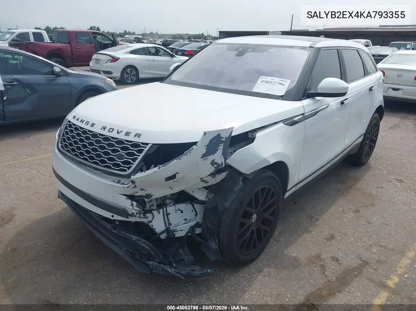 2019 Land Rover Range Rover Velar S VIN: SALYB2EX4KA793355 Lot: 45052796