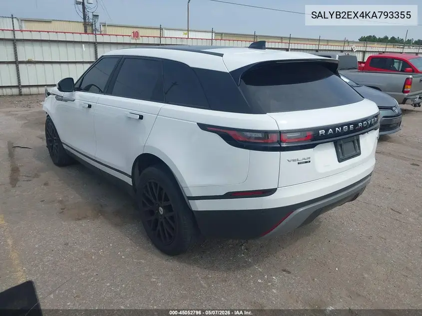 2019 Land Rover Range Rover Velar S VIN: SALYB2EX4KA793355 Lot: 45052796