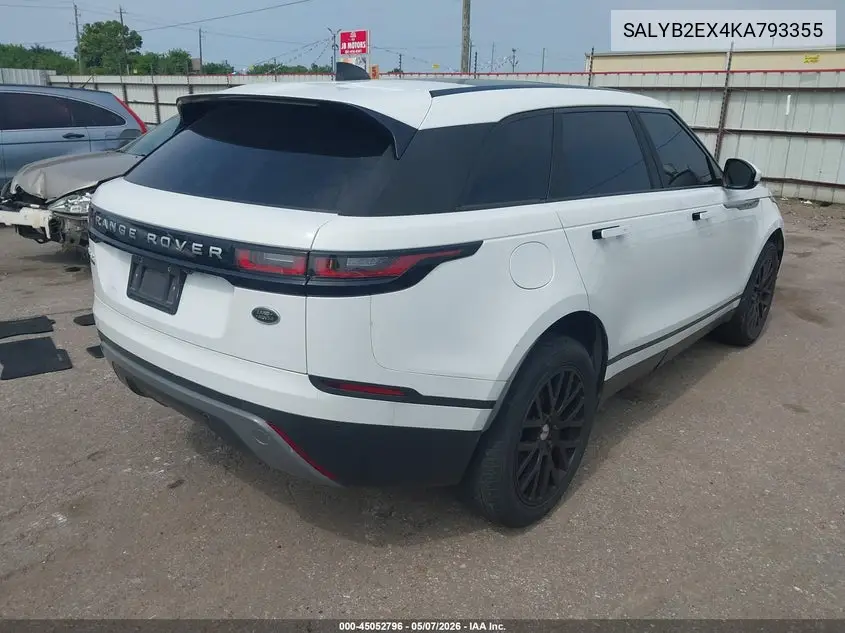2019 Land Rover Range Rover Velar S VIN: SALYB2EX4KA793355 Lot: 45052796