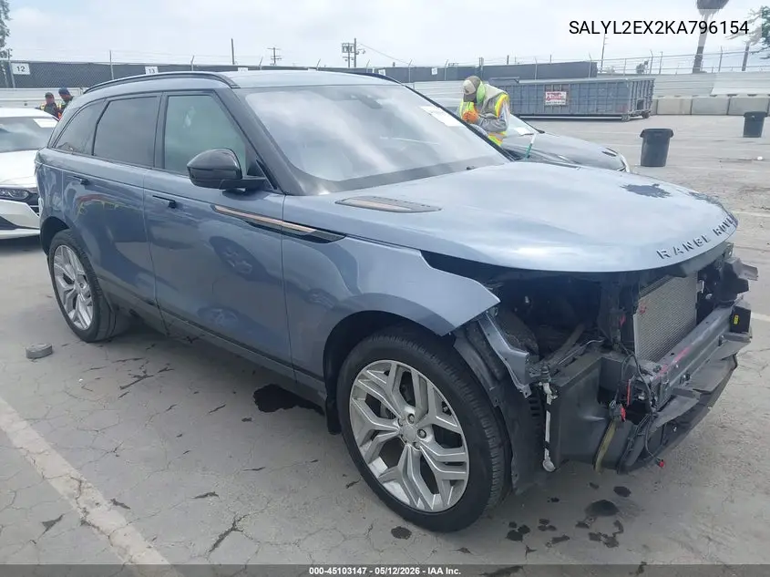 2019 Land Rover Range Rover Velar P250 R-Dynamic Se VIN: SALYL2EX2KA796154 Lot: 45103147