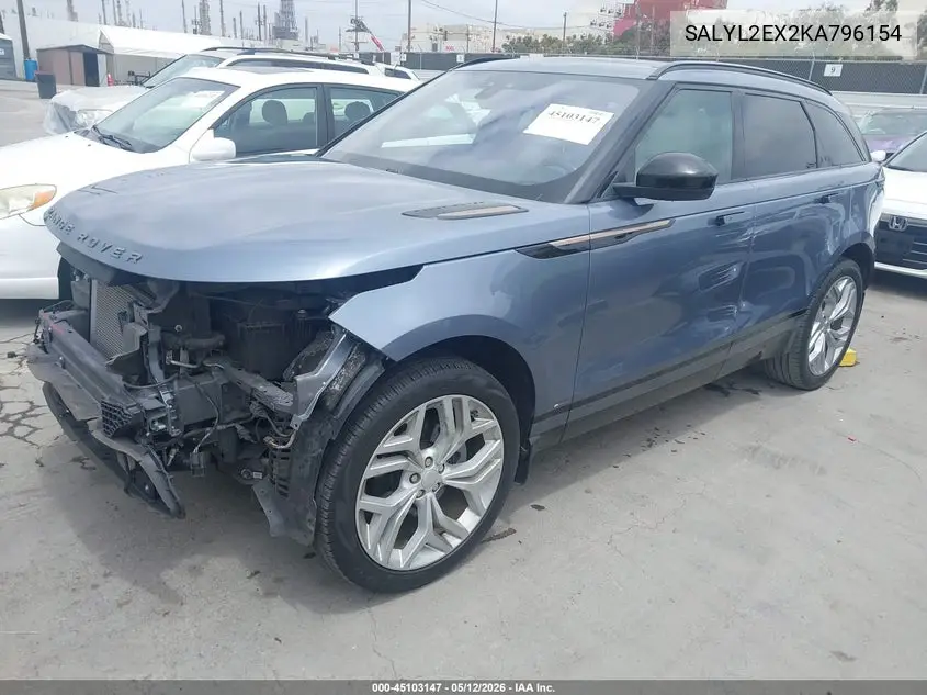 2019 Land Rover Range Rover Velar P250 R-Dynamic Se VIN: SALYL2EX2KA796154 Lot: 45103147