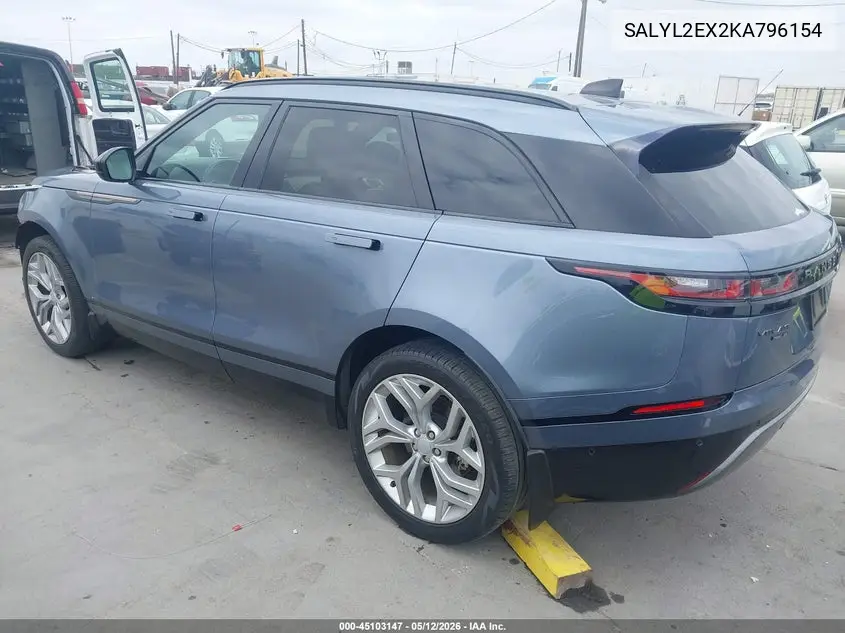 2019 Land Rover Range Rover Velar P250 R-Dynamic Se VIN: SALYL2EX2KA796154 Lot: 45103147