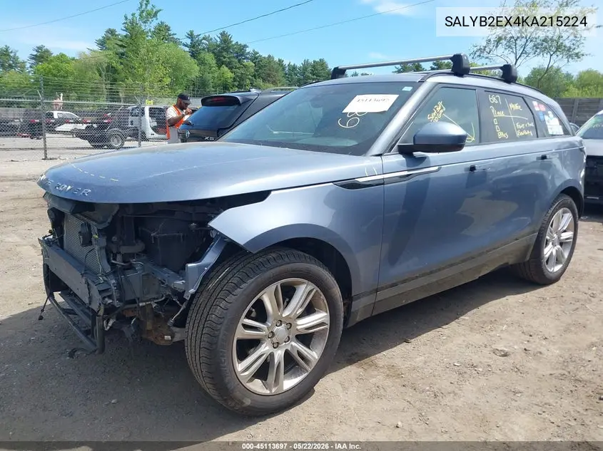 2019 Land Rover Range Rover Velar P250 S VIN: SALYB2EX4KA215224 Lot: 45113697