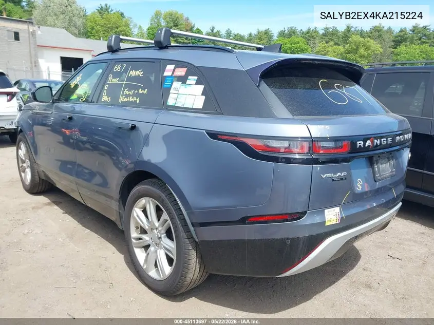 2019 Land Rover Range Rover Velar P250 S VIN: SALYB2EX4KA215224 Lot: 45113697