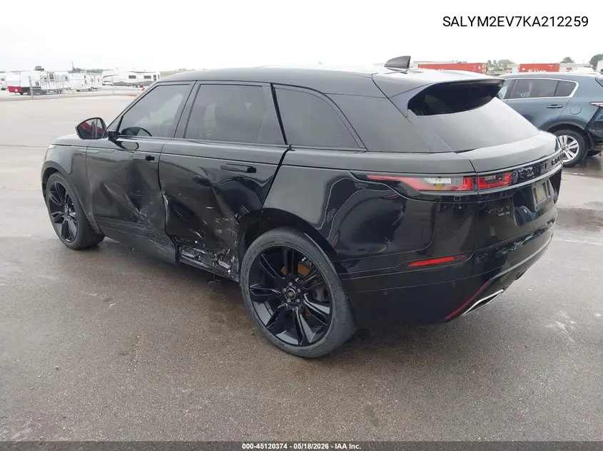 2019 Land Rover Range Rover Velar P380 R-Dynamic Hse VIN: SALYM2EV7KA212259 Lot: 45120374