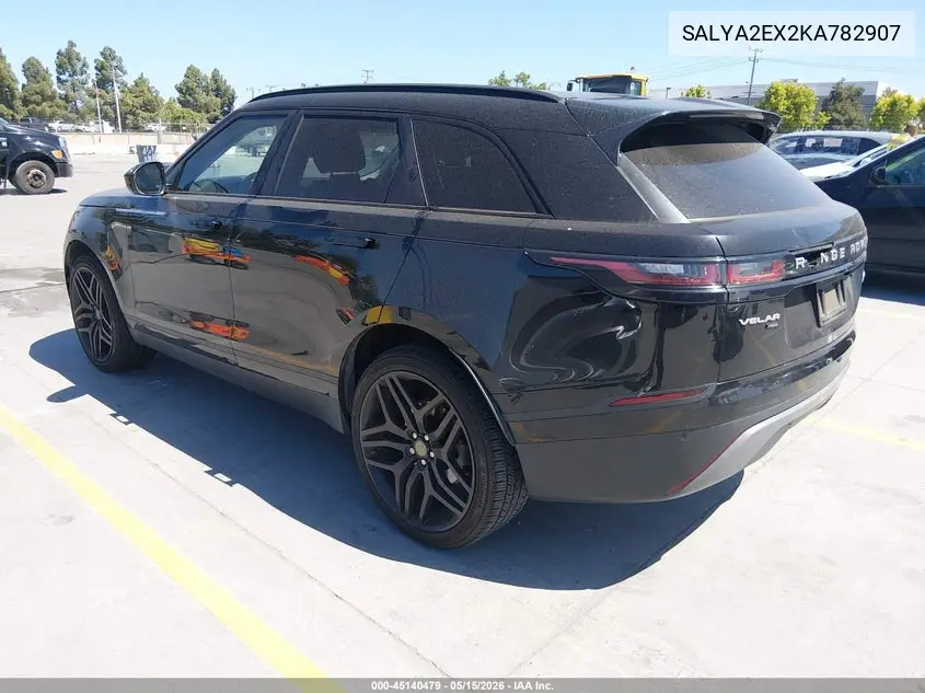2019 Land Rover Range Rover Velar P250 VIN: SALYA2EX2KA782907 Lot: 45140479