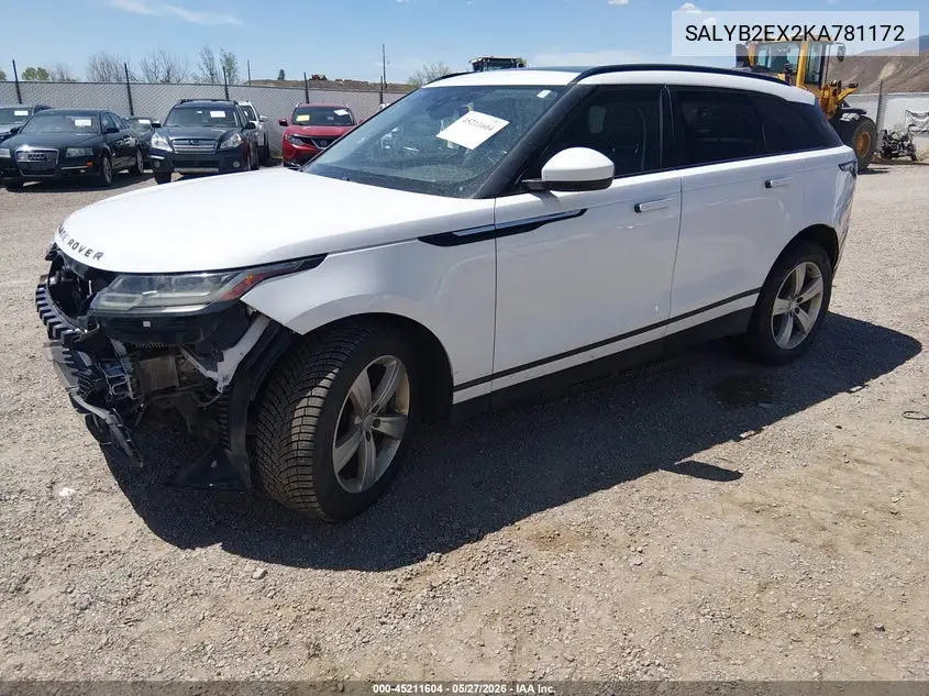 2019 Land Rover Range Rover Velar P250 S VIN: SALYB2EX2KA781172 Lot: 45211604