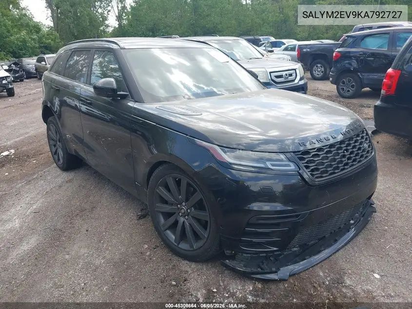 2019 Land Rover Range Rover Velar P380 R-Dynamic Hse VIN: SALYM2EV9KA792727 Lot: 45308664