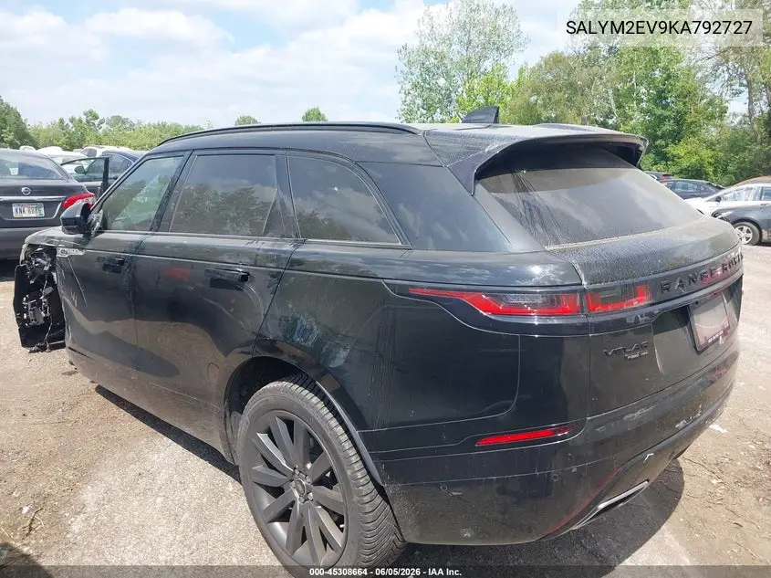 2019 Land Rover Range Rover Velar P380 R-Dynamic Hse VIN: SALYM2EV9KA792727 Lot: 45308664