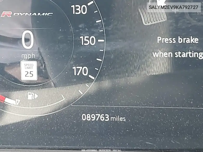 2019 Land Rover Range Rover Velar P380 R-Dynamic Hse VIN: SALYM2EV9KA792727 Lot: 45308664