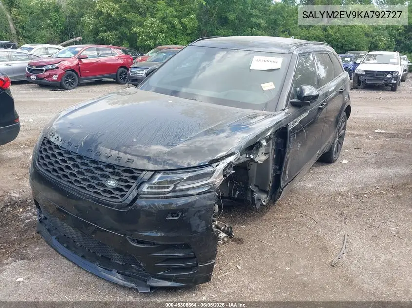2019 Land Rover Range Rover Velar P380 R-Dynamic Hse VIN: SALYM2EV9KA792727 Lot: 45308664