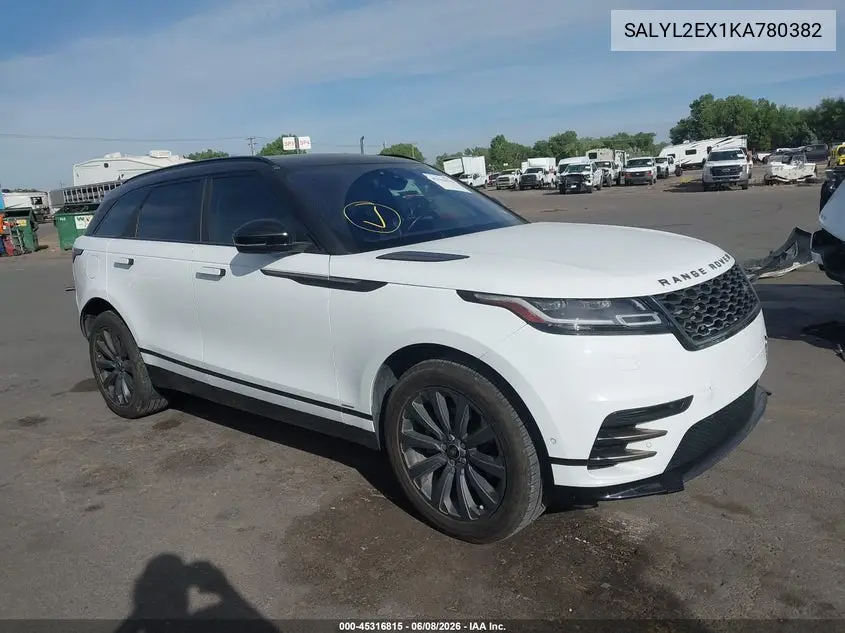 2019 Land Rover Range Rover Velar P250 R-Dynamic Se VIN: SALYL2EX1KA780382 Lot: 45316815