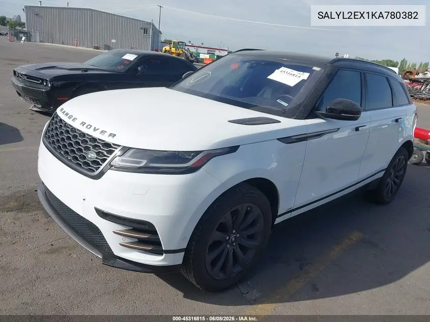 2019 Land Rover Range Rover Velar P250 R-Dynamic Se VIN: SALYL2EX1KA780382 Lot: 45316815