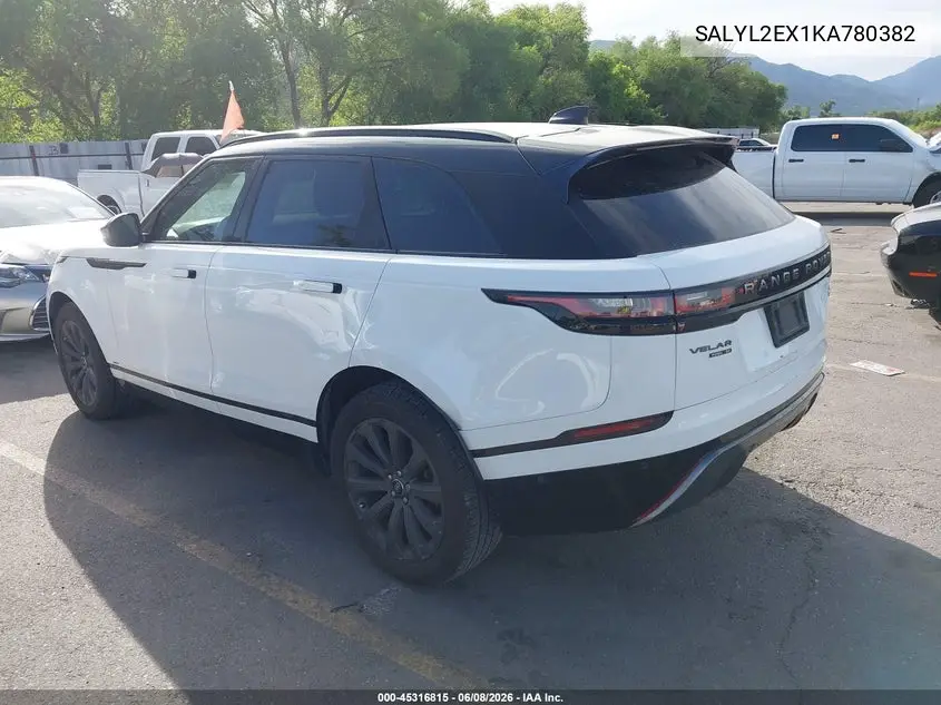 2019 Land Rover Range Rover Velar P250 R-Dynamic Se VIN: SALYL2EX1KA780382 Lot: 45316815