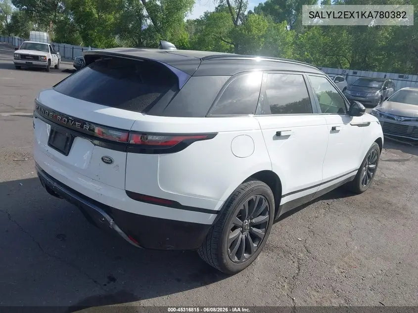 2019 Land Rover Range Rover Velar P250 R-Dynamic Se VIN: SALYL2EX1KA780382 Lot: 45316815