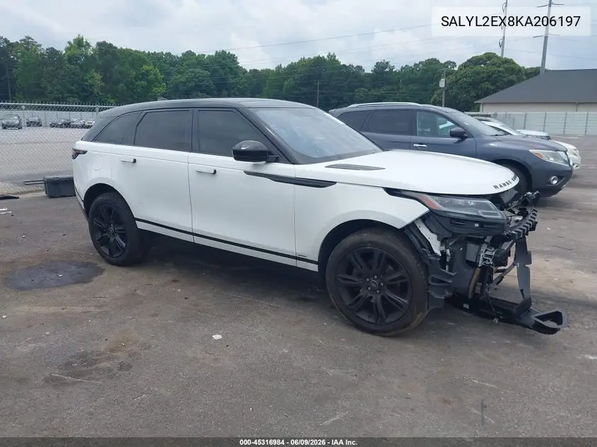 2019 Land Rover Range Rover Velar P250 R-Dynamic Se VIN: SALYL2EX8KA206197 Lot: 45316984