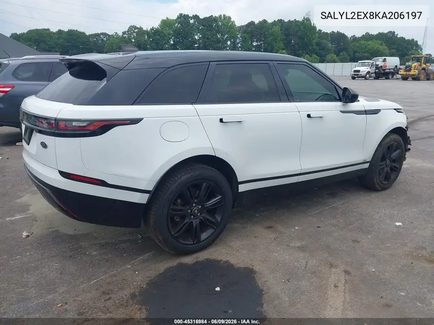 2019 Land Rover Range Rover Velar P250 R-Dynamic Se VIN: SALYL2EX8KA206197 Lot: 45316984