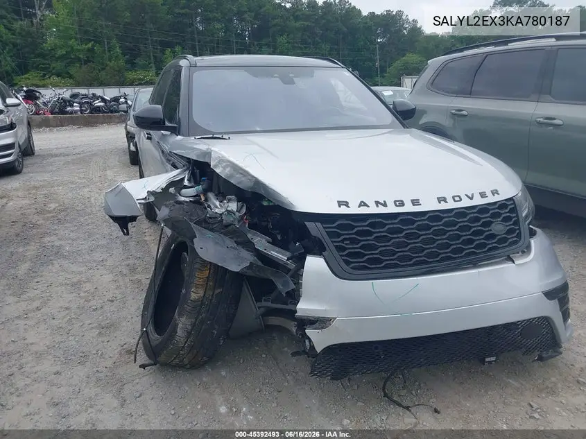 2019 Land Rover Range Rover Velar P250 R-Dynamic Se VIN: SALYL2EX3KA780187 Lot: 45392493