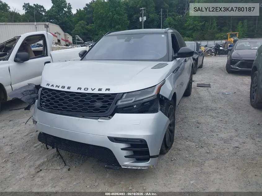 2019 Land Rover Range Rover Velar P250 R-Dynamic Se VIN: SALYL2EX3KA780187 Lot: 45392493