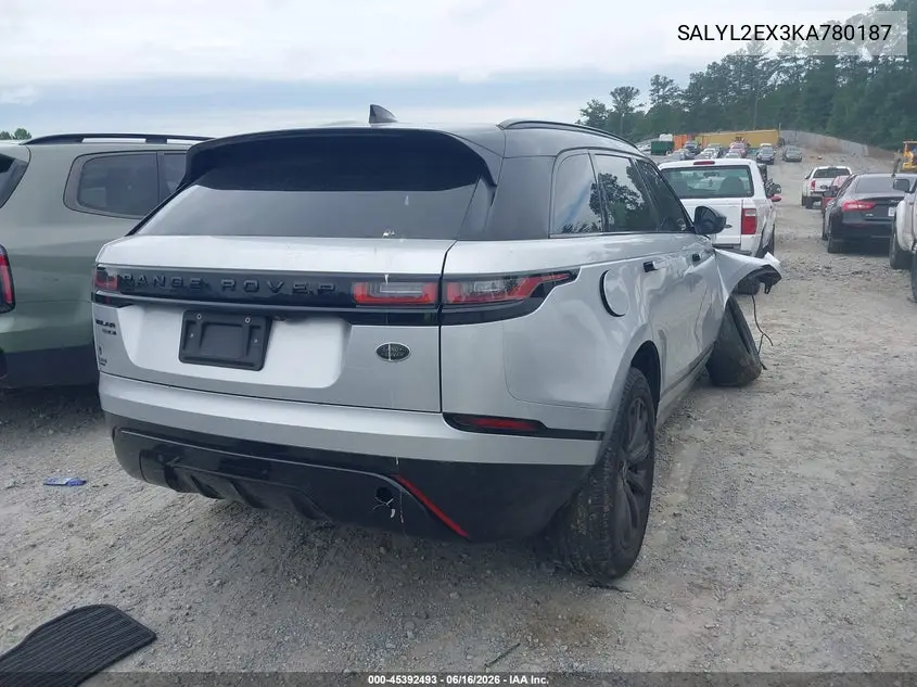 2019 Land Rover Range Rover Velar P250 R-Dynamic Se VIN: SALYL2EX3KA780187 Lot: 45392493