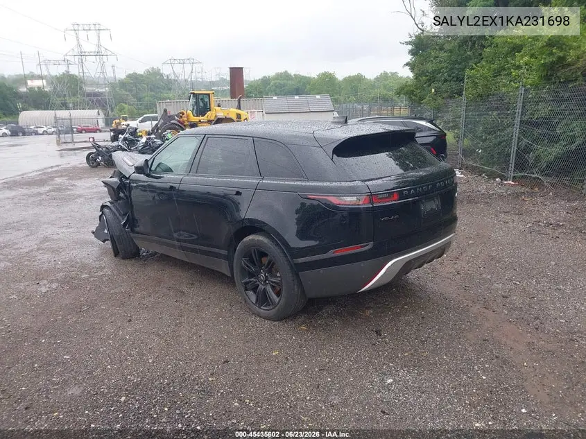 2019 Land Rover Range Rover Velar P250 R-Dynamic Se VIN: SALYL2EX1KA231698 Lot: 45435602