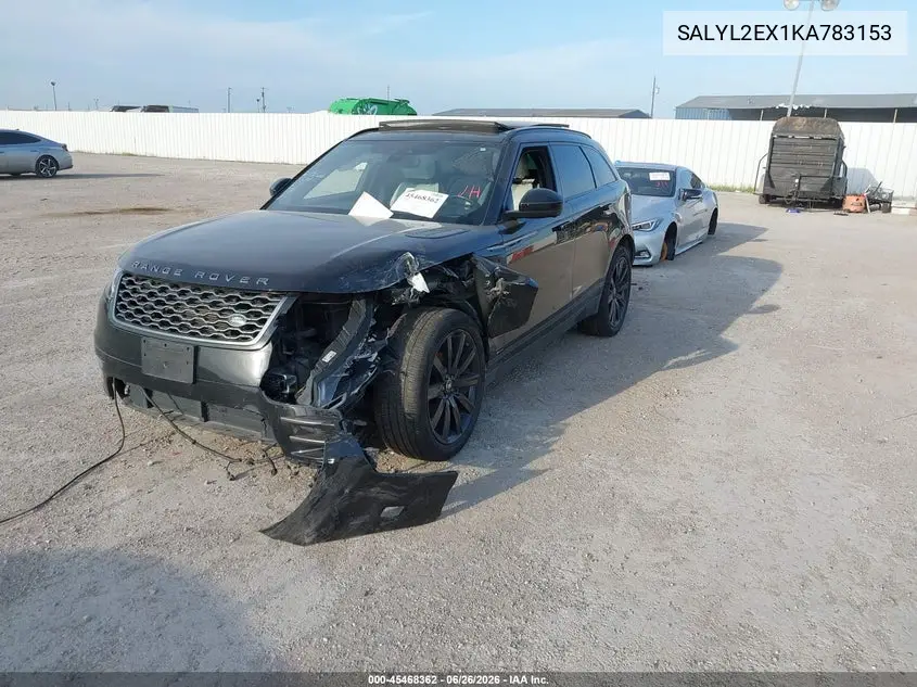 2019 Land Rover Range Rover Velar P250 R-Dynamic Se VIN: SALYL2EX1KA783153 Lot: 45468362