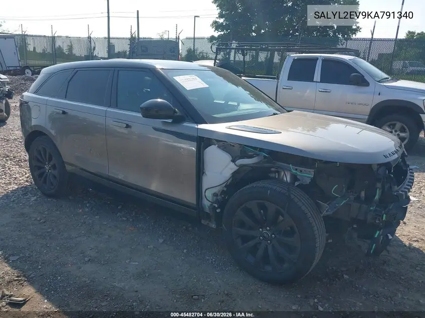 2019 Land Rover Range Rover Velar P340 R-Dynamic Se/P380 R-Dynamic Se VIN: SALYL2EV9KA791340 Lot: 45482704