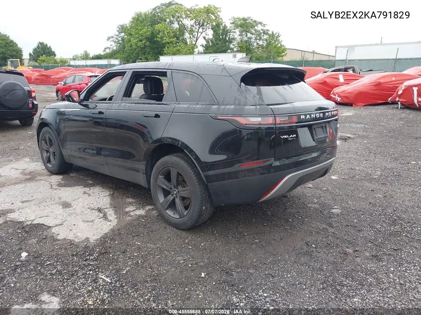 2019 Land Rover Range Rover Velar P250 S VIN: SALYB2EX2KA791829 Lot: 45558688
