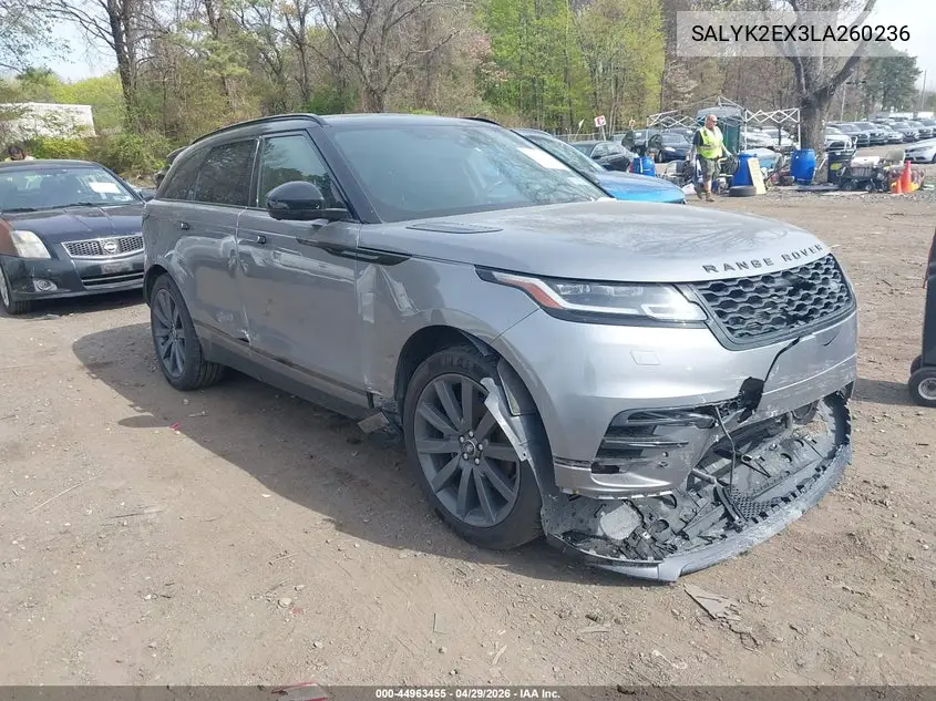 2020 Land Rover Range Rover Velar P250 R-Dynamic S VIN: SALYK2EX3LA260236 Lot: 44963455