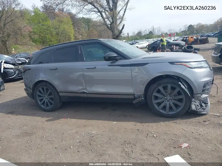 2020 Land Rover Range Rover Velar P250 R-Dynamic S VIN: SALYK2EX3LA260236 Lot: 44963455