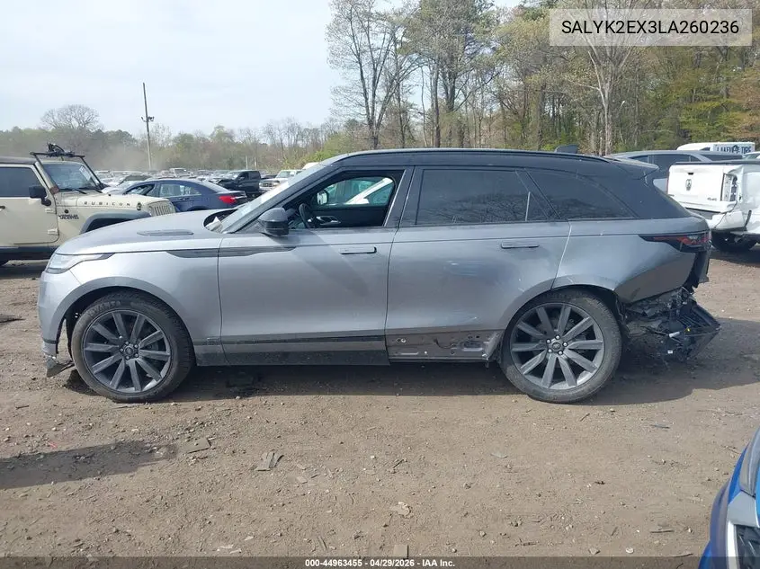 2020 Land Rover Range Rover Velar P250 R-Dynamic S VIN: SALYK2EX3LA260236 Lot: 44963455