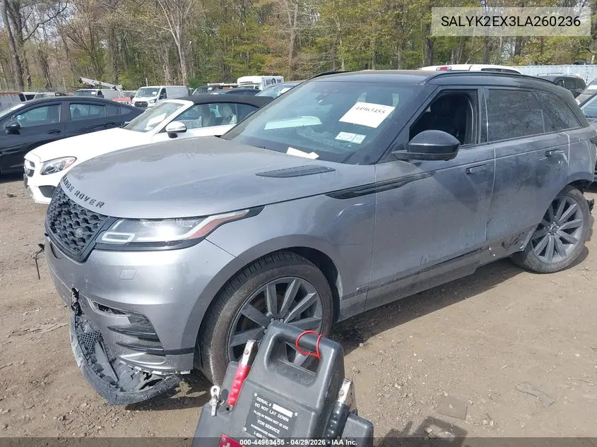 2020 Land Rover Range Rover Velar P250 R-Dynamic S VIN: SALYK2EX3LA260236 Lot: 44963455
