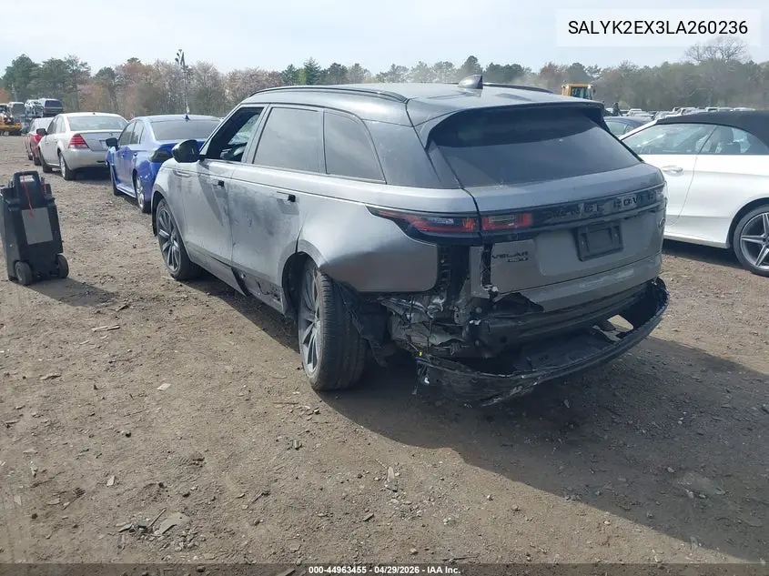 2020 Land Rover Range Rover Velar P250 R-Dynamic S VIN: SALYK2EX3LA260236 Lot: 44963455