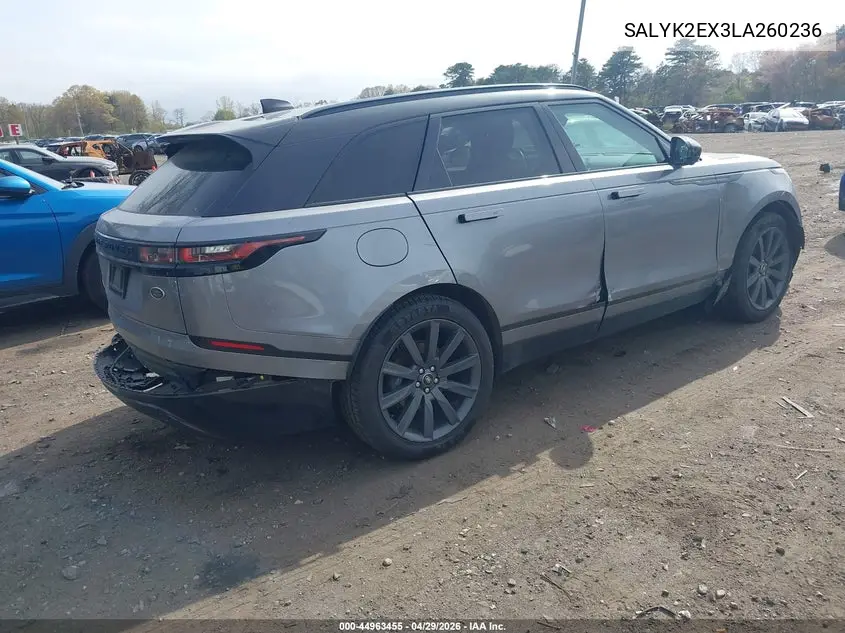 2020 Land Rover Range Rover Velar P250 R-Dynamic S VIN: SALYK2EX3LA260236 Lot: 44963455