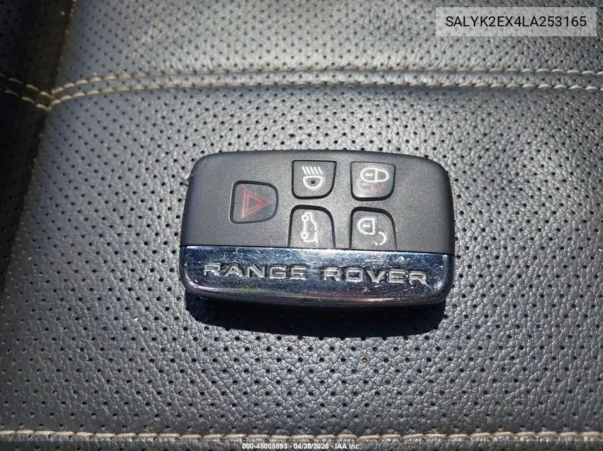 2020 Land Rover Range Rover Velar P250 R-Dynamic S VIN: SALYK2EX4LA253165 Lot: 45008593