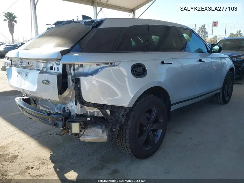 2020 Land Rover Range Rover Velar P250 R-Dynamic S VIN: SALYK2EX3LA277103 Lot: 45023903