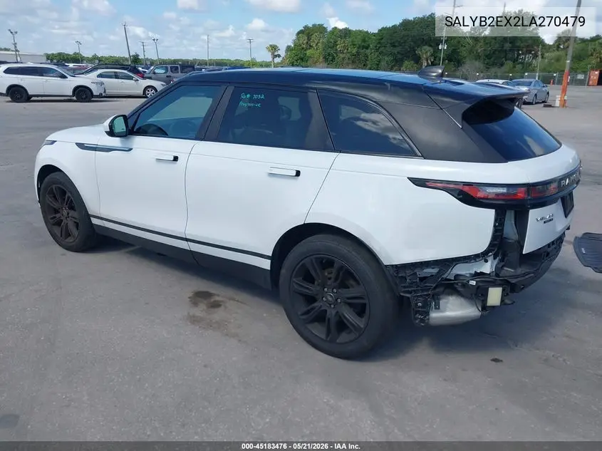 2020 Land Rover Range Rover Velar P250 S VIN: SALYB2EX2LA270479 Lot: 45183476
