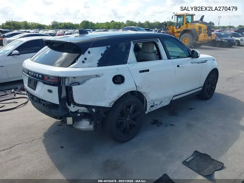 2020 Land Rover Range Rover Velar P250 S VIN: SALYB2EX2LA270479 Lot: 45183476