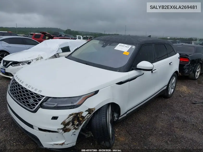 2020 Land Rover Range Rover Velar P250 S VIN: SALYB2EX6LA269481 Lot: 45187369