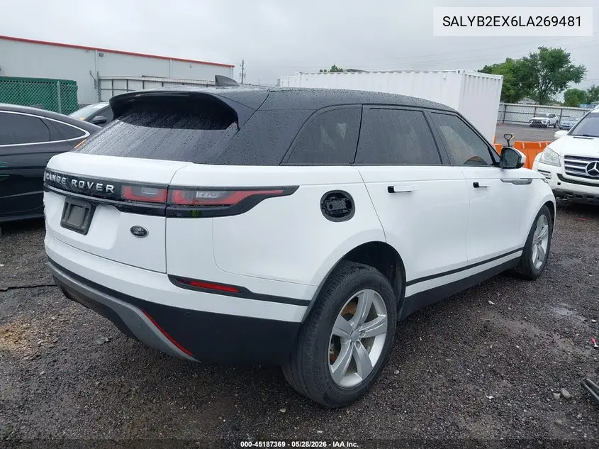 2020 Land Rover Range Rover Velar P250 S VIN: SALYB2EX6LA269481 Lot: 45187369