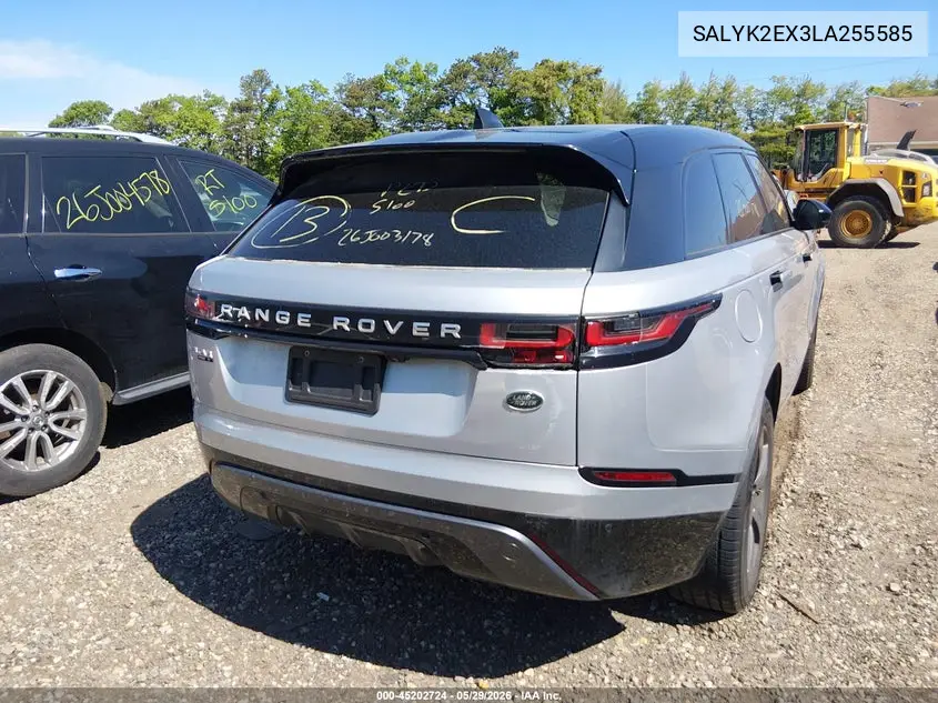 2020 Land Rover Range Rover Velar P250 R-Dynamic S VIN: SALYK2EX3LA255585 Lot: 45202724