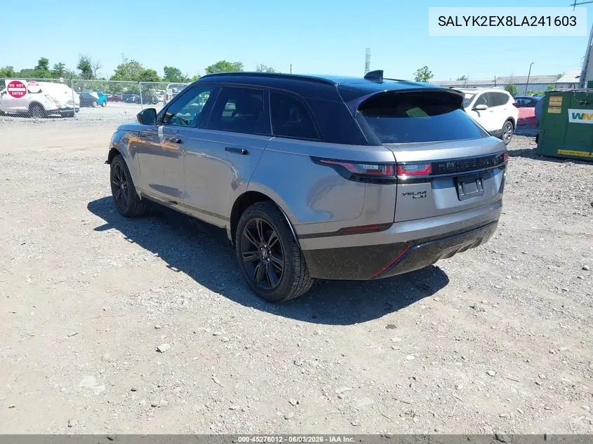 2020 Land Rover Range Rover Velar P250 R-Dynamic S VIN: SALYK2EX8LA241603 Lot: 45276012