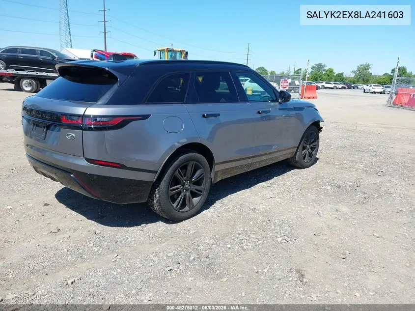 2020 Land Rover Range Rover Velar P250 R-Dynamic S VIN: SALYK2EX8LA241603 Lot: 45276012