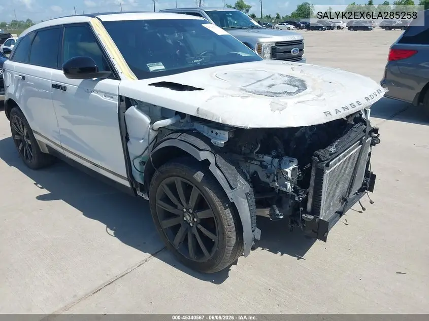 2020 Land Rover Range Rover Velar P250 R-Dynamic S VIN: SALYK2EX6LA285258 Lot: 45340567