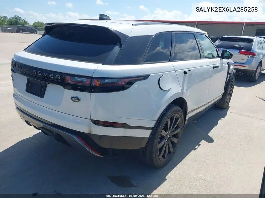 2020 Land Rover Range Rover Velar P250 R-Dynamic S VIN: SALYK2EX6LA285258 Lot: 45340567