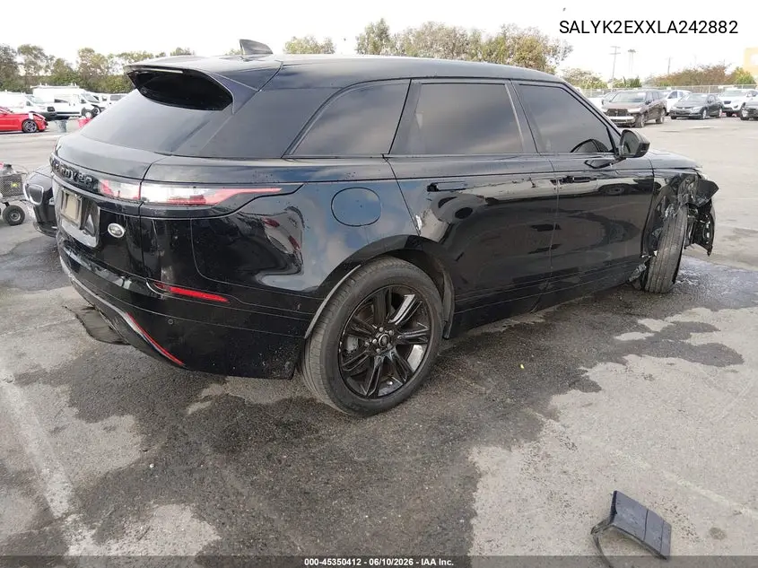 2020 Land Rover Range Rover Velar P250 R-Dynamic S VIN: SALYK2EXXLA242882 Lot: 45350412