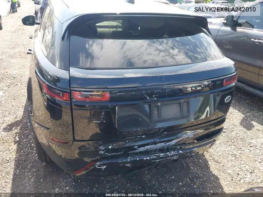 2020 Land Rover Range Rover Velar P250 R-Dynamic S VIN: SALYK2EX8LA242010 Lot: 45361743