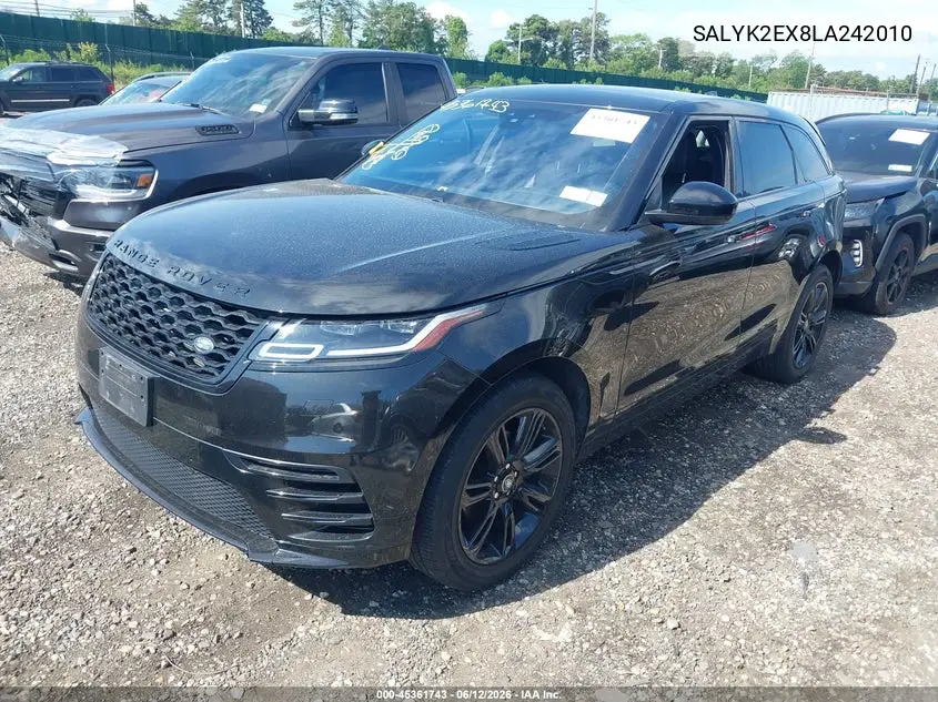 2020 Land Rover Range Rover Velar P250 R-Dynamic S VIN: SALYK2EX8LA242010 Lot: 45361743